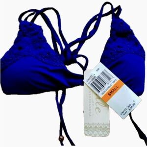 Blue Crochet Detail Bikini Top NWT